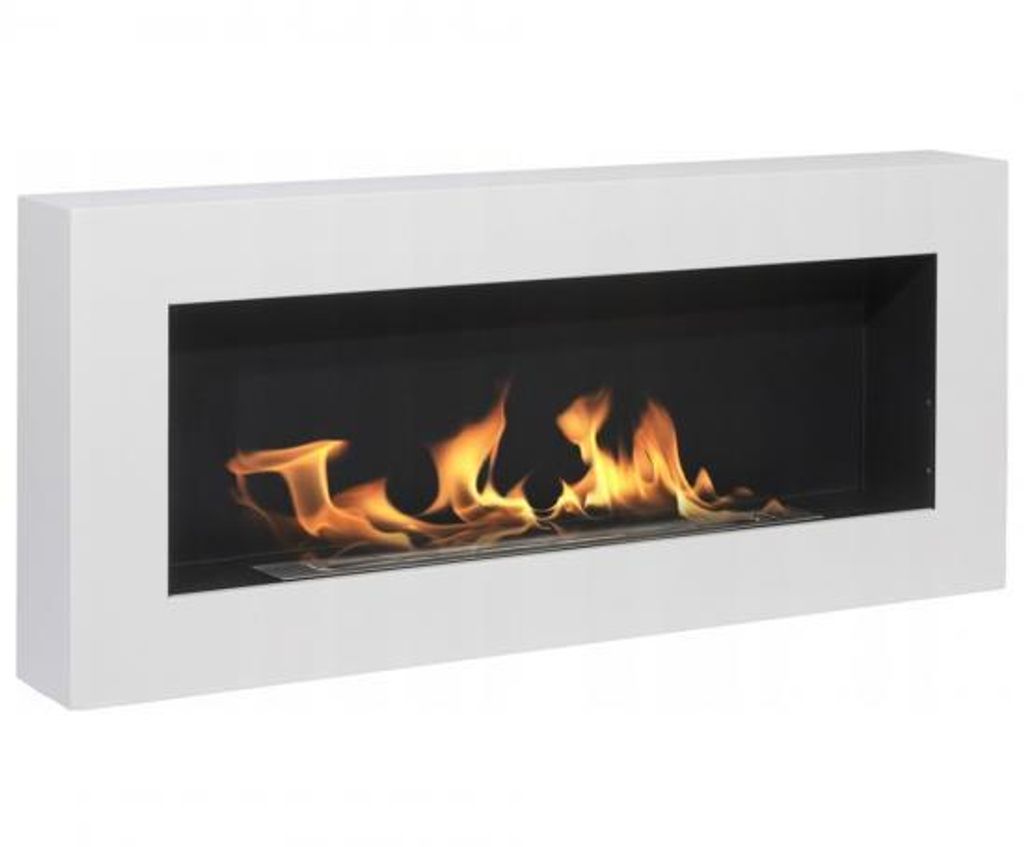 Caminetto a bioetanolo BOX 90 cm con rivestimento bianco. Immagine del prodotto 