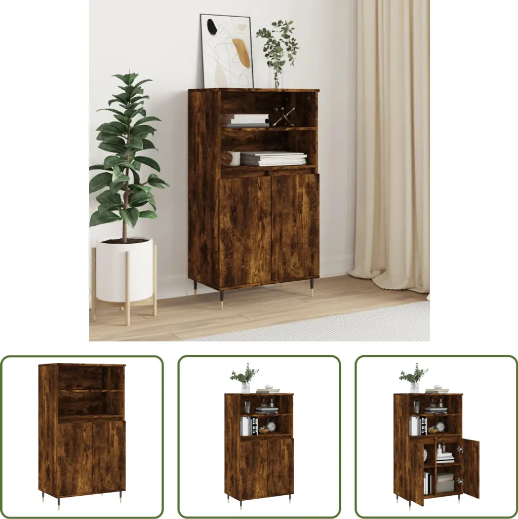The Living Store Credenza in rovere fumé 60x36x110 cm materiale in legno