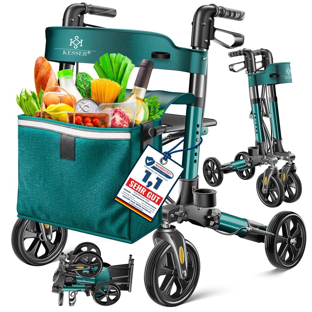 Składany rollator KESSER® z aluminium, z regulacją Zdjęcie produktu 