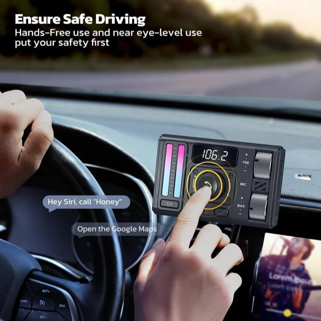 Lecteur MP3 Voiture Bluetooth pour Musique et Appels Mains Libres AUX