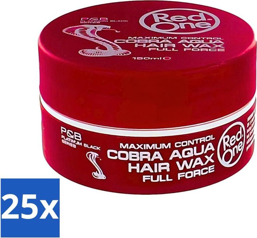 Red One – Haarwachs – Cobra Aqua – Maximale Kontrolle – Für kraftvollen Halt & Glanz – 150 ml - Vorteilspack - 25 Stücke