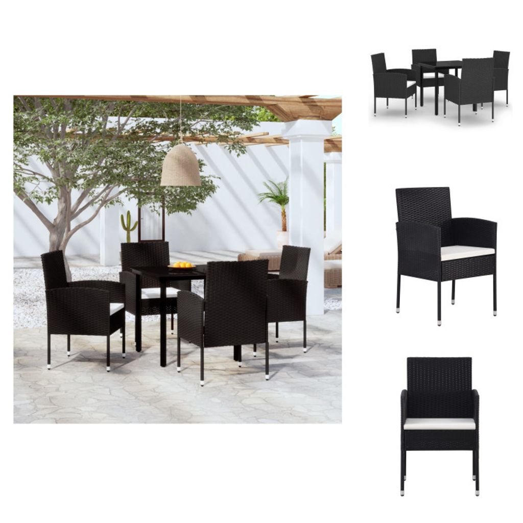 vidaXL 5-tlg. Garten-Essgruppe Schwarz - Gartenmöbel-Sets