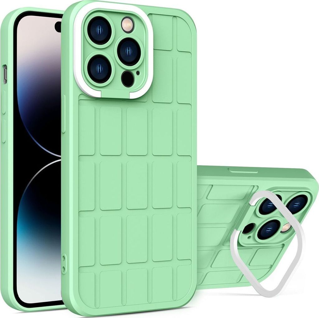 Mobigear Cube iPhone 14 Pro Hülle Hardcase Backcover mit Ständer - Grün