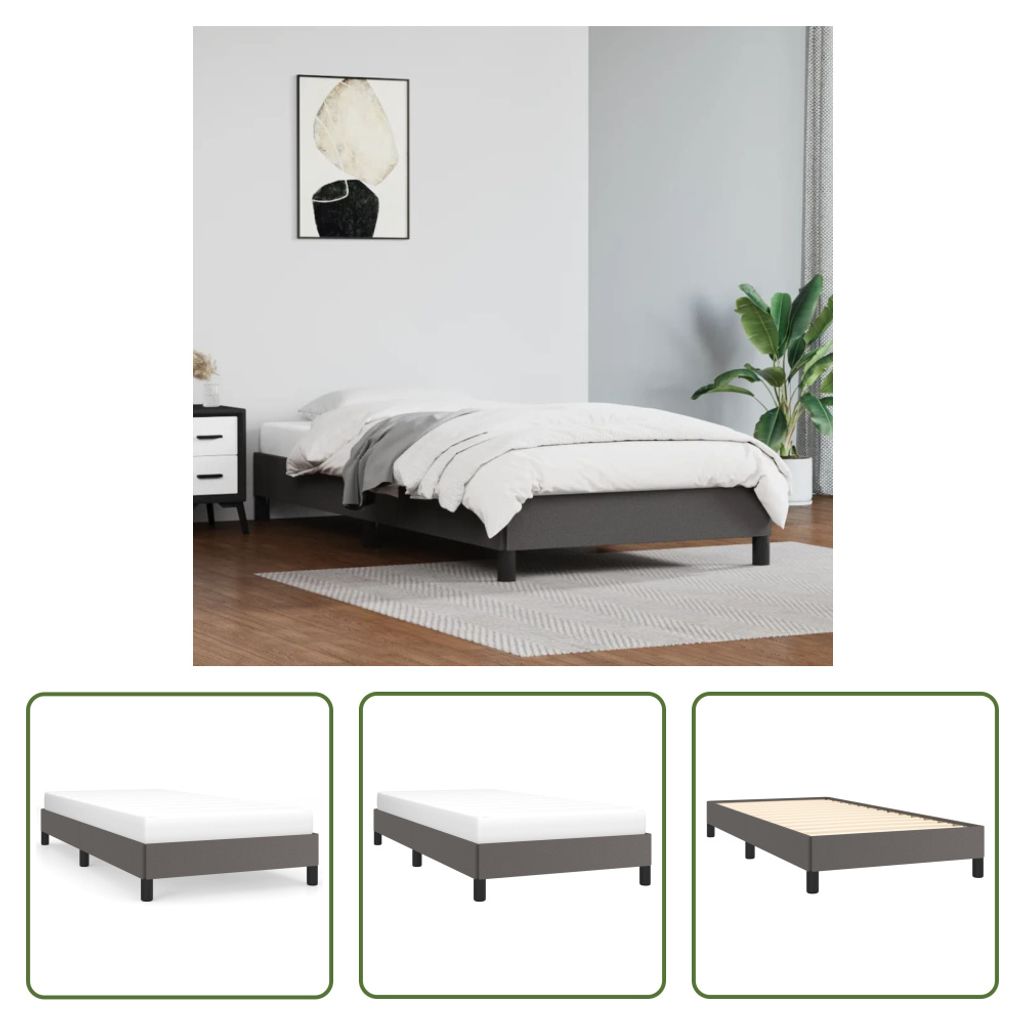 The Living Store Bettgestell Grau 100x200 cm Kunstleder