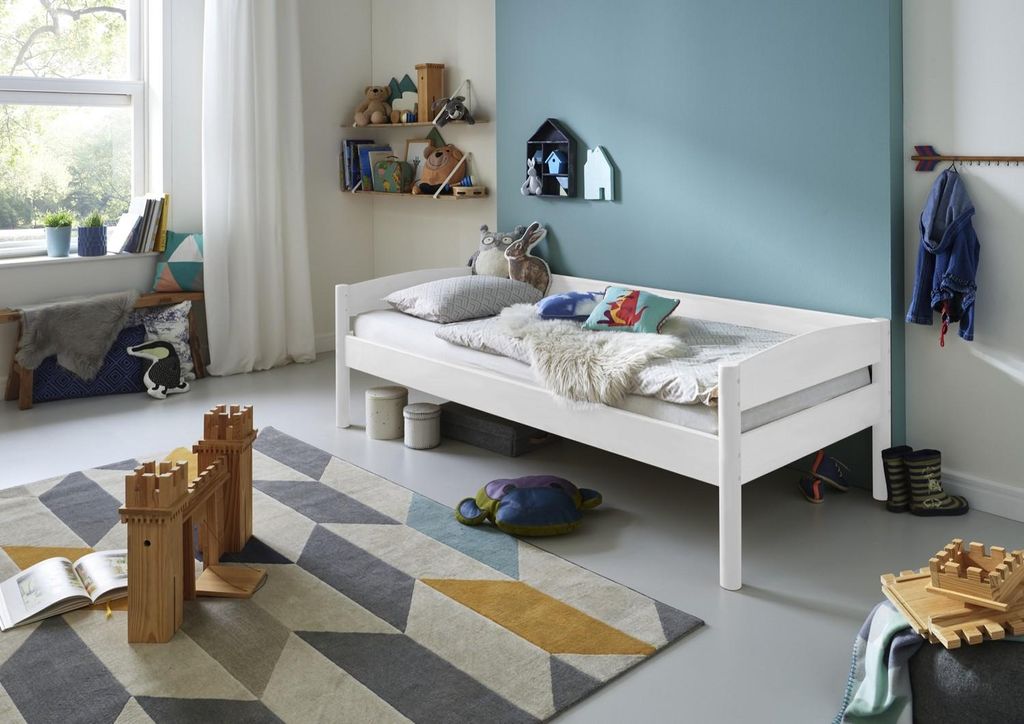 Einzelbett Michelle 90x200 cm Buche Weiß lackiert