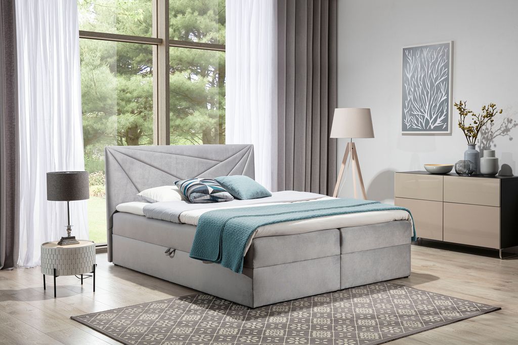 Boxspringbett Schlafzimmerbett CARLITA 160x200cm Grau