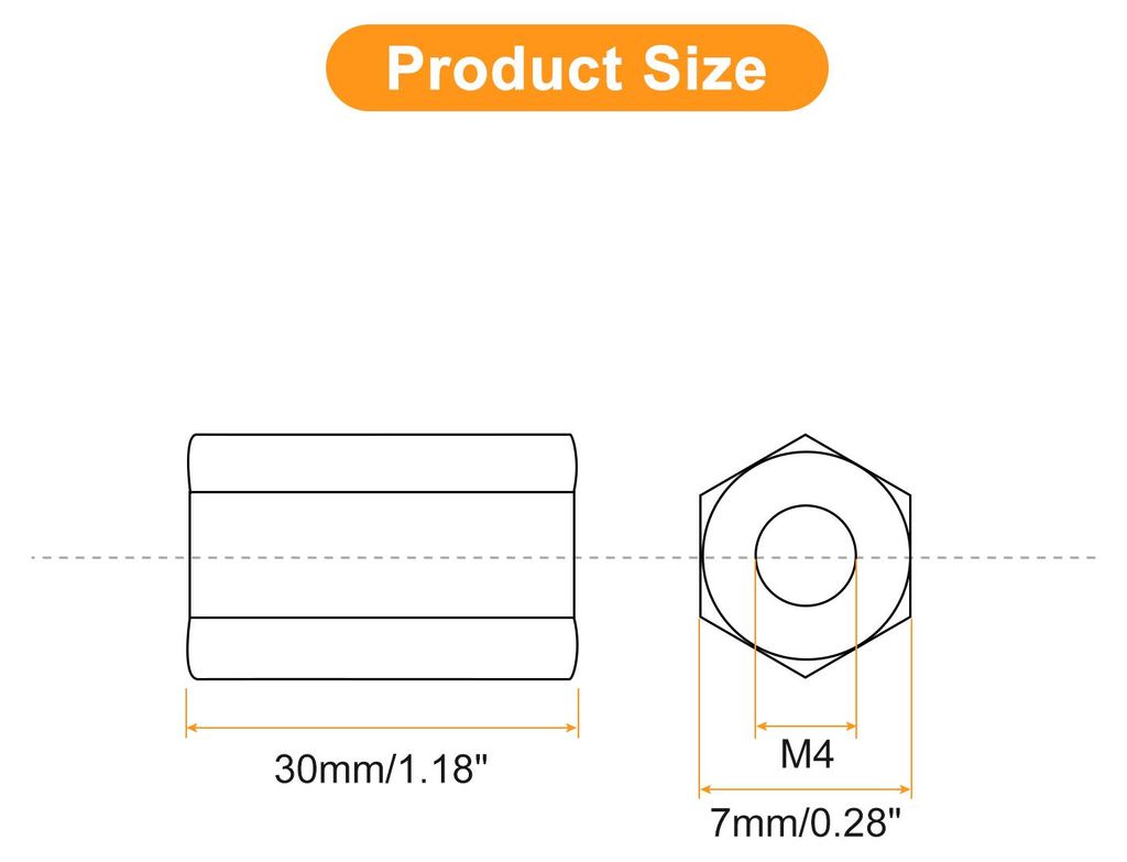 5 Stš¹ck Langen Sechskantmuttern M4 x 0.7 Abstand 30mm L?nge Kupplung Muttern 304 Edelstahl Metrisch Sechskant Stab Kupplung Muttern