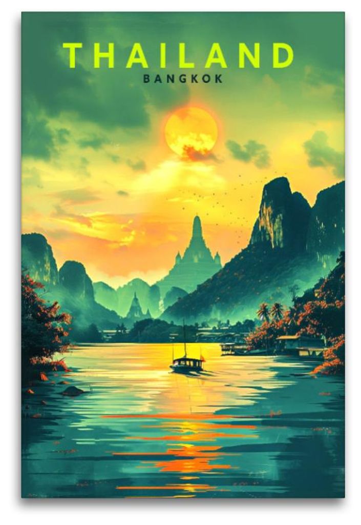 Premium Textil-Leinwand 120x80cm hoch Bangkok | Wandbild, HD-Bild auf Keilrahmen, Fertigbild auf hochwertigem Vlies, Leinwanddruck von Val Thoermer