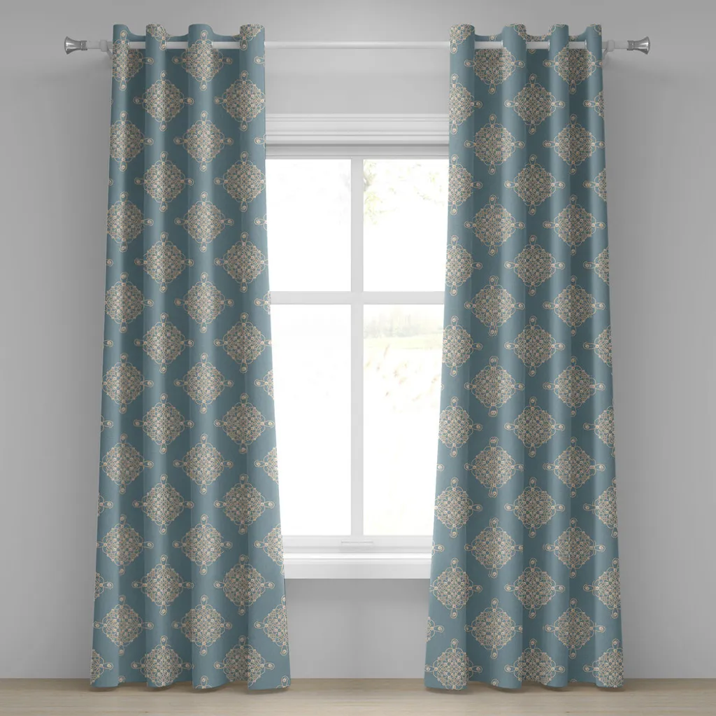 Tenda a 2 Pannelli ABAKUHAUS Pearls Vintage | Blu Ardesia 280x225