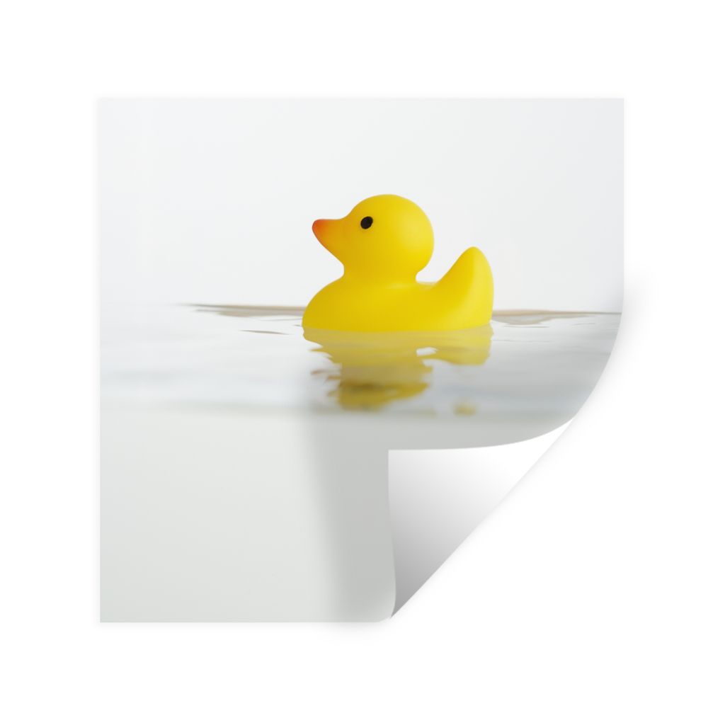 MuchoWow Wandtattoo Wandsticker Wandaufkleber Badeente schwimmt im Wasser 30x30 cm Selbstklebend und Repositionierbar - Repositionierbar - Wasser...