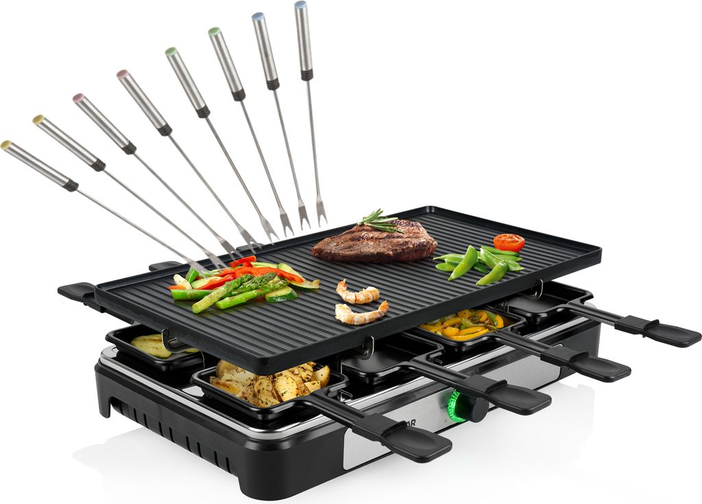 RACLETTE Partygrill für 8 Personen wendbare Grillplatte Produktbild 