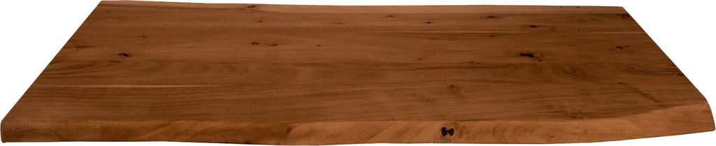 Holzplatte 100x60 cm Tom, Tischplatte aus Akazienholz massiv + nussbaumfarben, Baumkanten-Platte für Heimwerker, geeignet für Arbeitsplatten, Tis...
