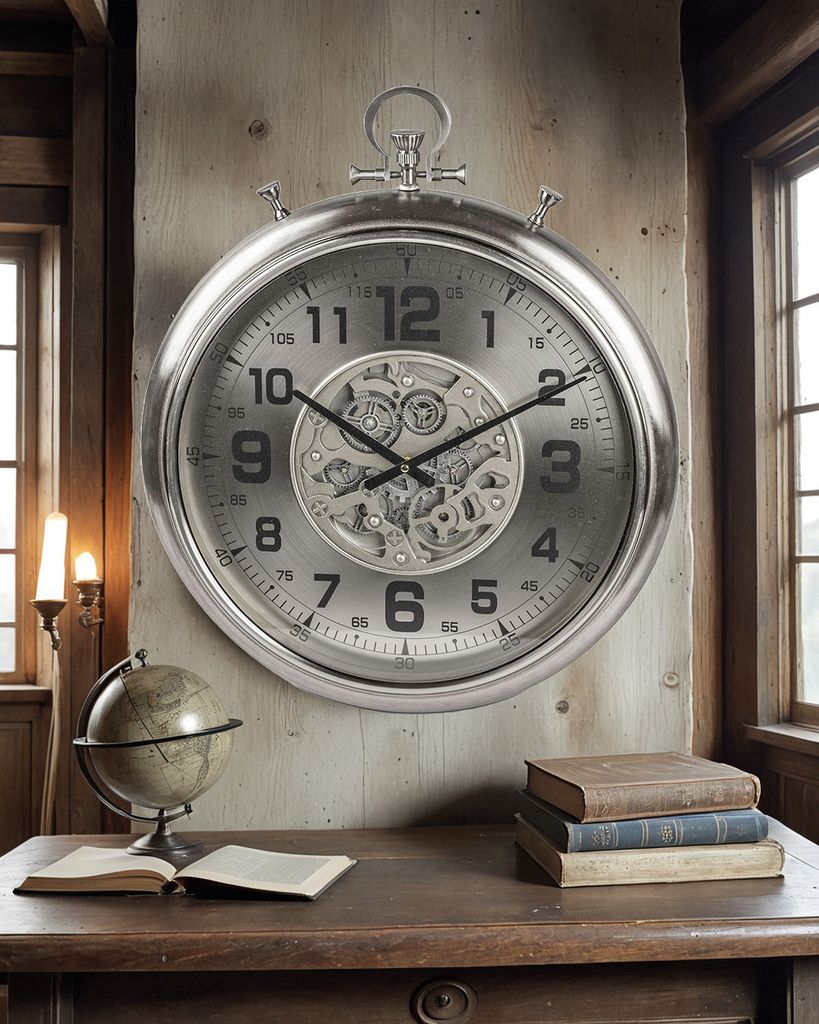 Formano XXL Wanduhr Silver 52x60cm Metall Uhr mit Produktbild 
