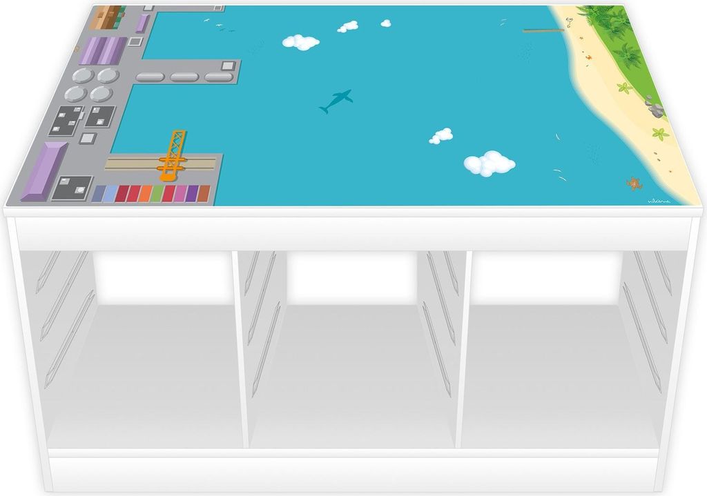 Spielfolie/ Möbelfolie für IKEA TROFAST Hafen Wasserwelt Aufkleber Kinderzimmer Spieltisch (Möbel nicht inklusive)