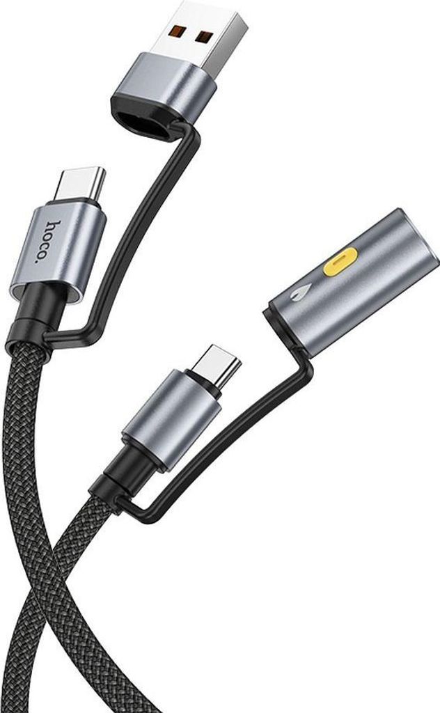 Kabel All-in-one USB A / USB C auf USB C / Zigarettenanzünder Hoco 3A 60W 1.2 m U138 schwarz