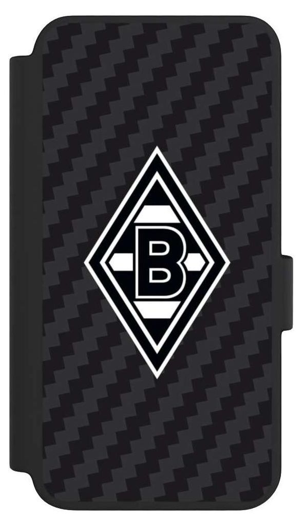 NIVOCASE Klapphülle für Samsung Galaxy S23 Handyhülle aus Kunst Leder NIVOflip schwarz Borussia Mönchengladbach Carbon Gladbach