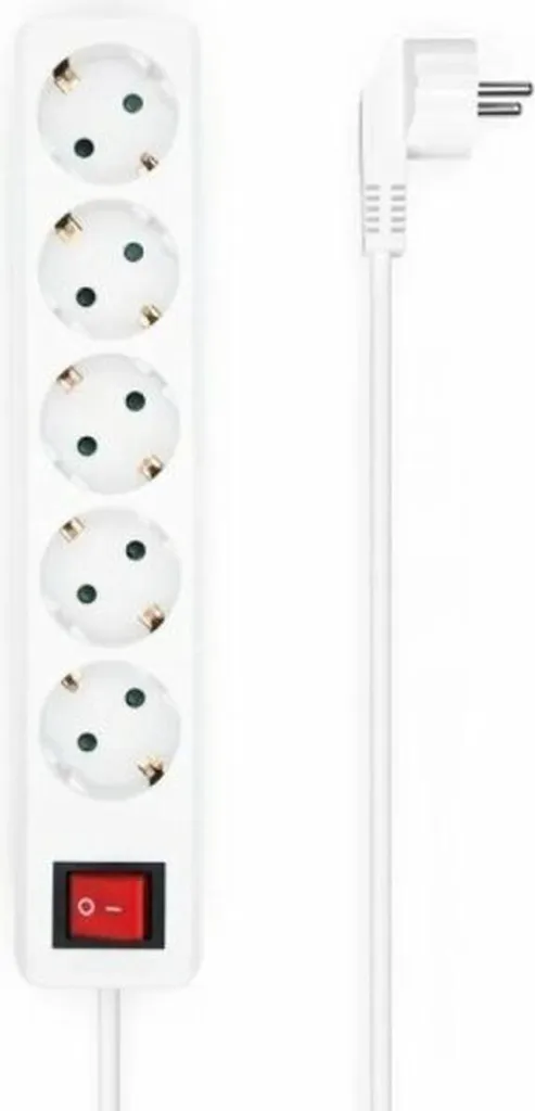 Bloc Multiprise 5 Prises de Courant avec Interrupteur Blanc 3500W