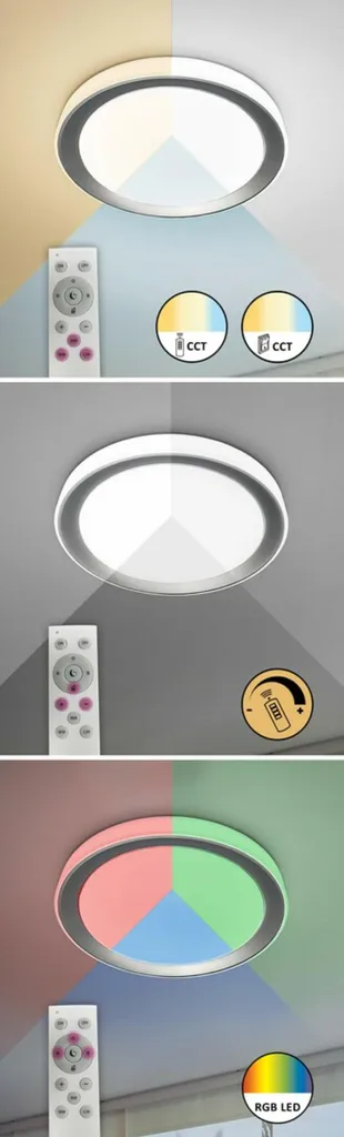 Plafonnier LED 40W Multicolore RGB Everest 51cm Argenté avec Télécommande - 8