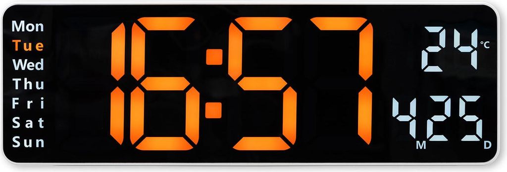 Hama Digitale Wanduhr Santa Cruz, Thermometer, großes Display, Fernbedien., WS (00222224)