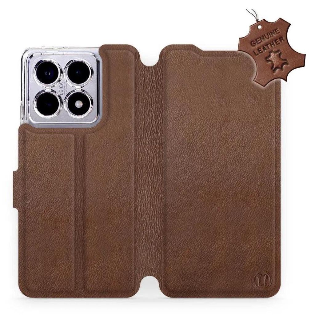 Echtleder Handyhülle für Xiaomi 14T, Mobiwear Leather, Braun