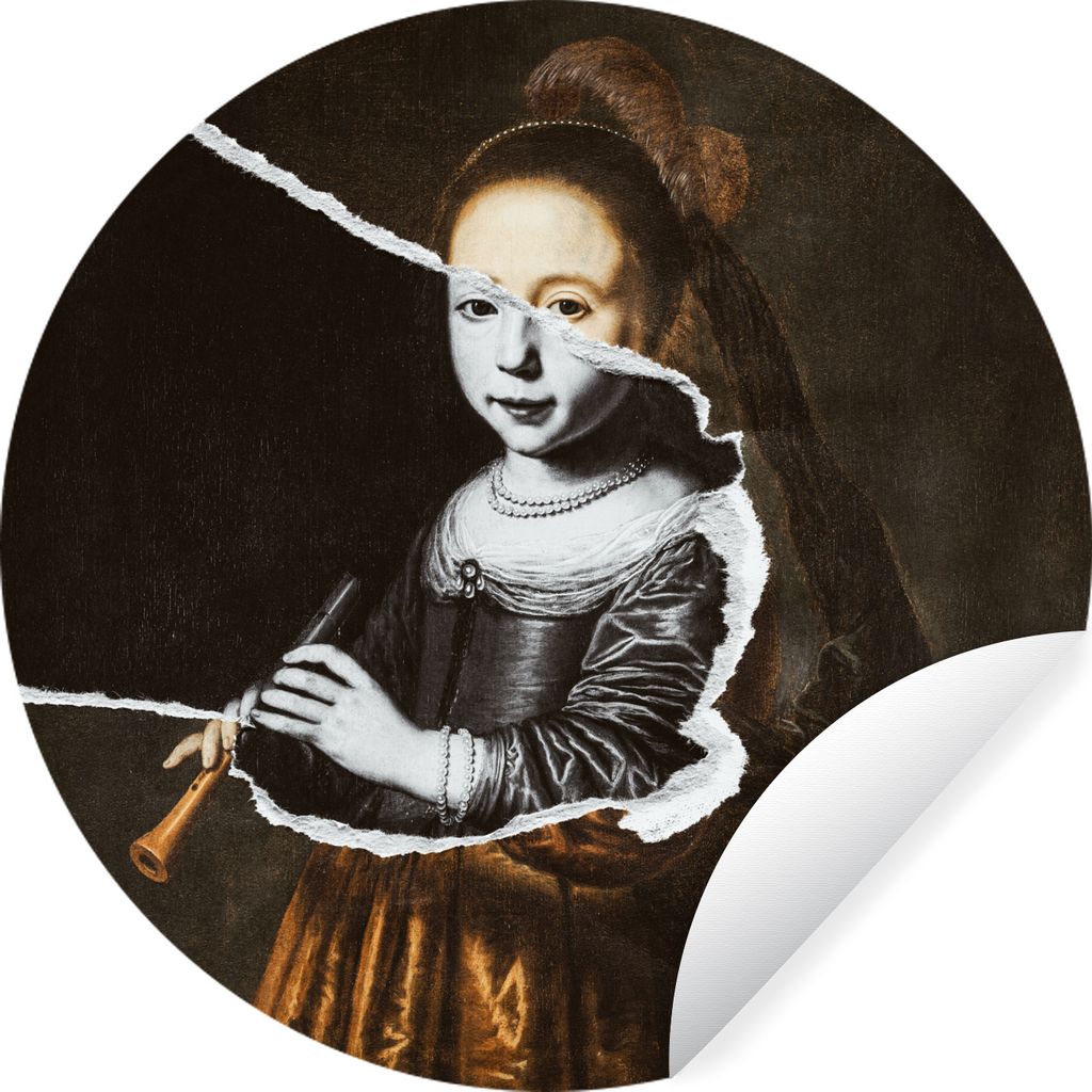 MuchoWow Runde Wandtattoo - Wandsticker Tapete Aufkleber Elizabeth Spiegel - Dirck Dircksz Santvoort - Kunst Ø 80 cm Selbstklebend und Repositio...