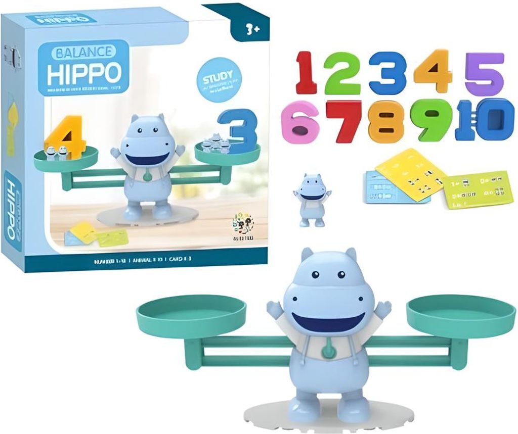 PÄDAGOGISCHE WAAGE LERNEN ZÄHLEN HIPPO Spiel für Kinder ZAHLEN
