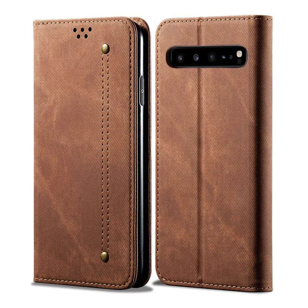 Custodia Protettiva S10 5G Marrone - Wallet Case Shockproof con Magnete
