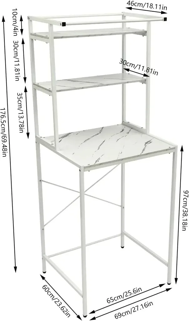 Étagère de rangement blanche 3 niveaux compacte et design moderne - 2