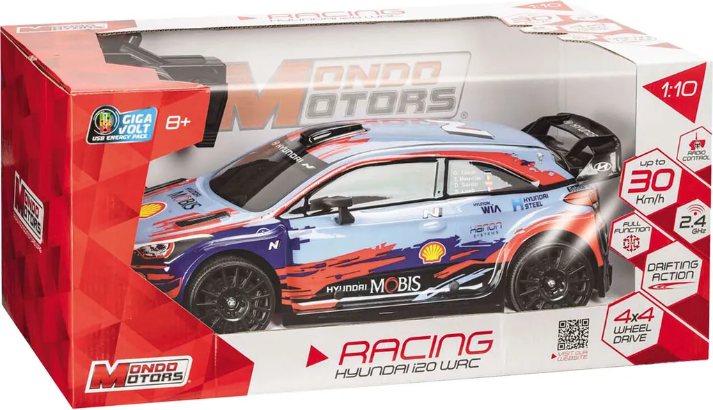 Voiture RC Hyundai i20 WRC Mondo 1:10 - Robuste et Anti-Interférence 2,4 GHz