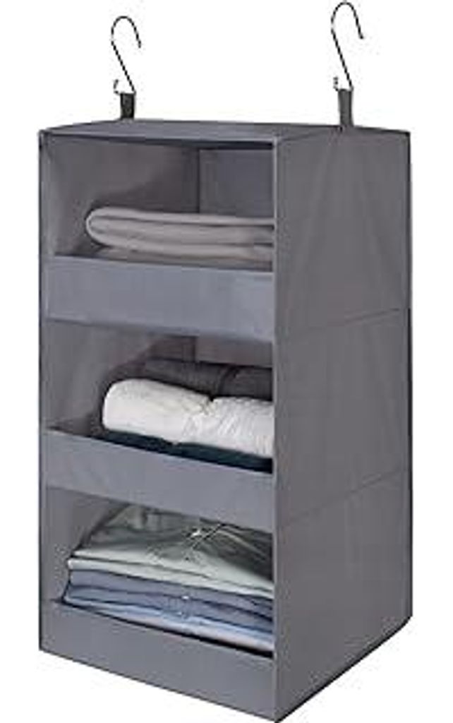 GRANNY SAYS hänge Organizer mit 3 Fächern, 1 Stück Hängeaufbewahrung Schrank, Kleiderschrank Organizer Hängend, Grau Hängeregal, Hängeorgani...
