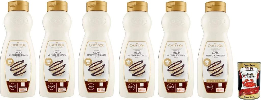 6x Carte d’Or Topping Cioccolato ,Süße Sauce mit Schokoladengeschmack zur Dekoration von Kuchen und Eiscreme 1Kg + Italian Gourmet Polpa di Pom...