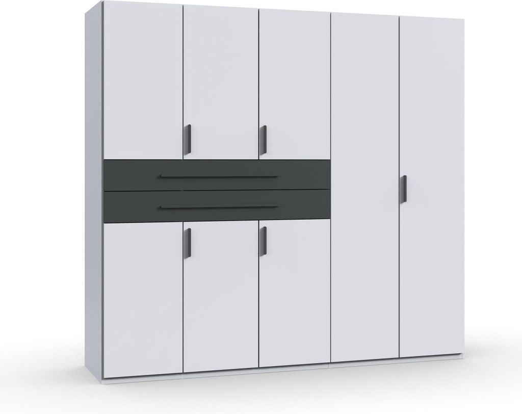 Drehtürenschrank >DIGIT< in WEISS + SCHWARZ - 225x208x58cm (BxHxT)