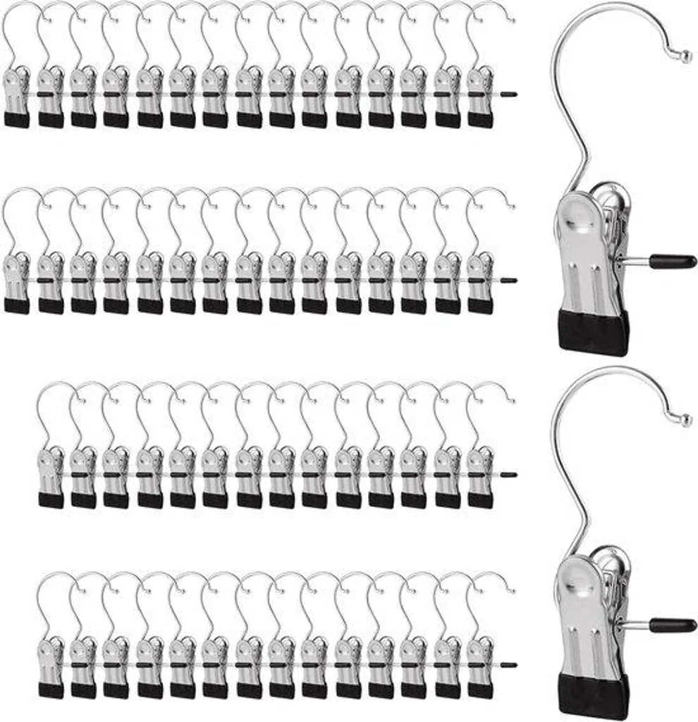 Crochets pinces pour suspendre pantalons et chaussures - Acier Inox x60