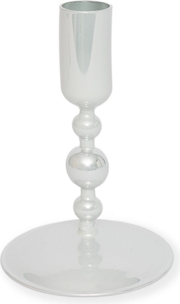 WinQ - Kandelaar glas 10x10x15cm metallic Off White/ silber