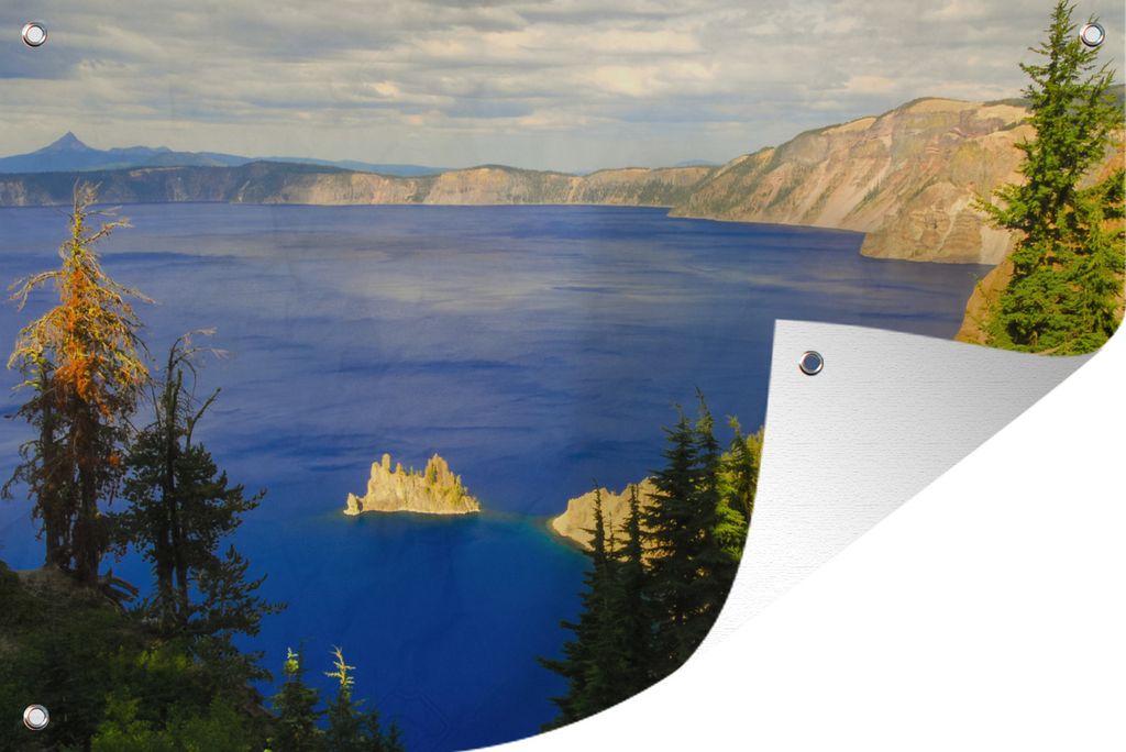 MuchoWow 90x60 cm Outdoor-Poster Gartendeko Sichtschutz Garten Poster für den Garten Sonnenstrahlen über dem Crater Lake National Park in Amerika