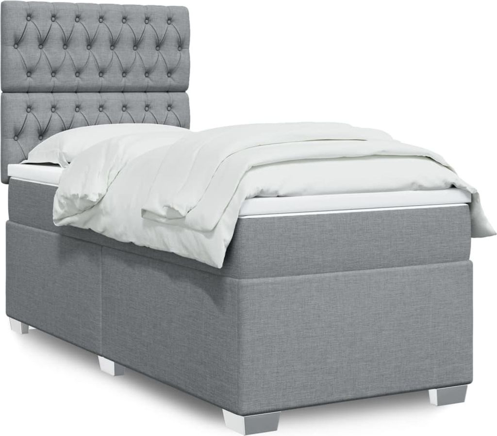 Maison Exclusive - Boxspringbett mit Matratze Hellgrau 90x200 cm Stoff