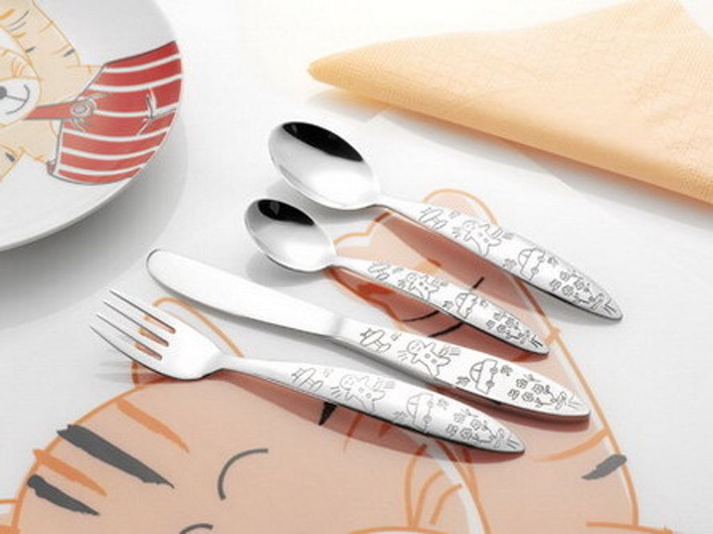 1x 4-tlg. Kinderbesteck BELLA 18/0 poliert Messer, Gabel, Löffel Set
