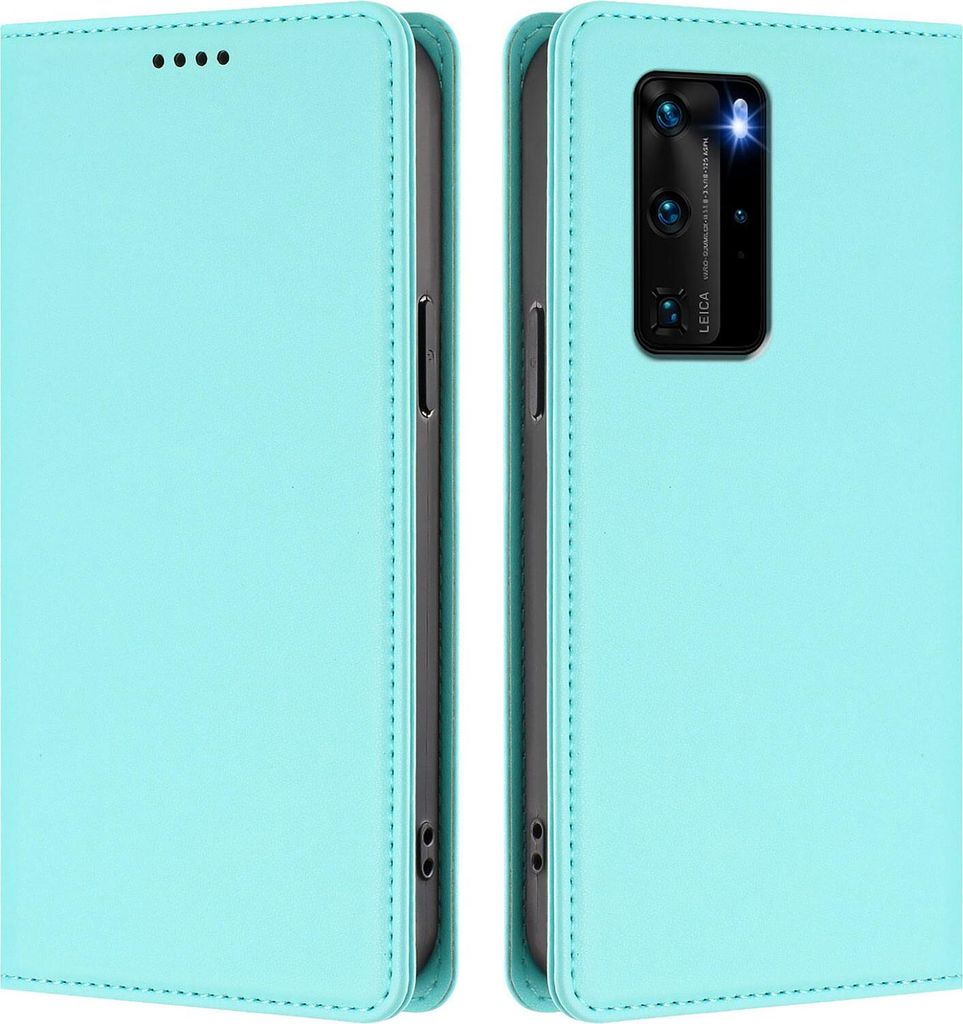 Handyhülle für Huawei P40 Pro, Kunstleder Klapphülle Stoßfeste Magnetische Hülle mit Ständer Türkis
