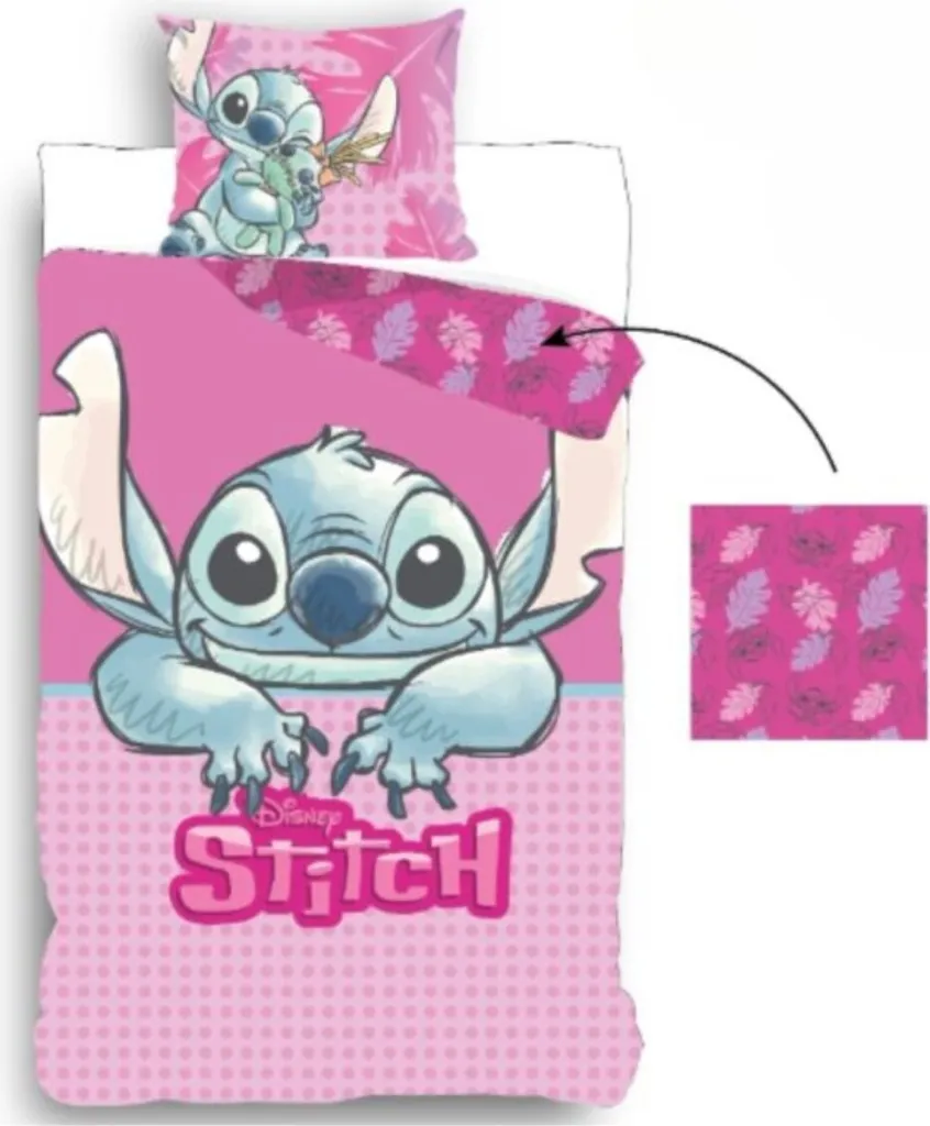 Offerta Set Letto Stitch 140x200 Rosa - Copripiumino Disney Cotone