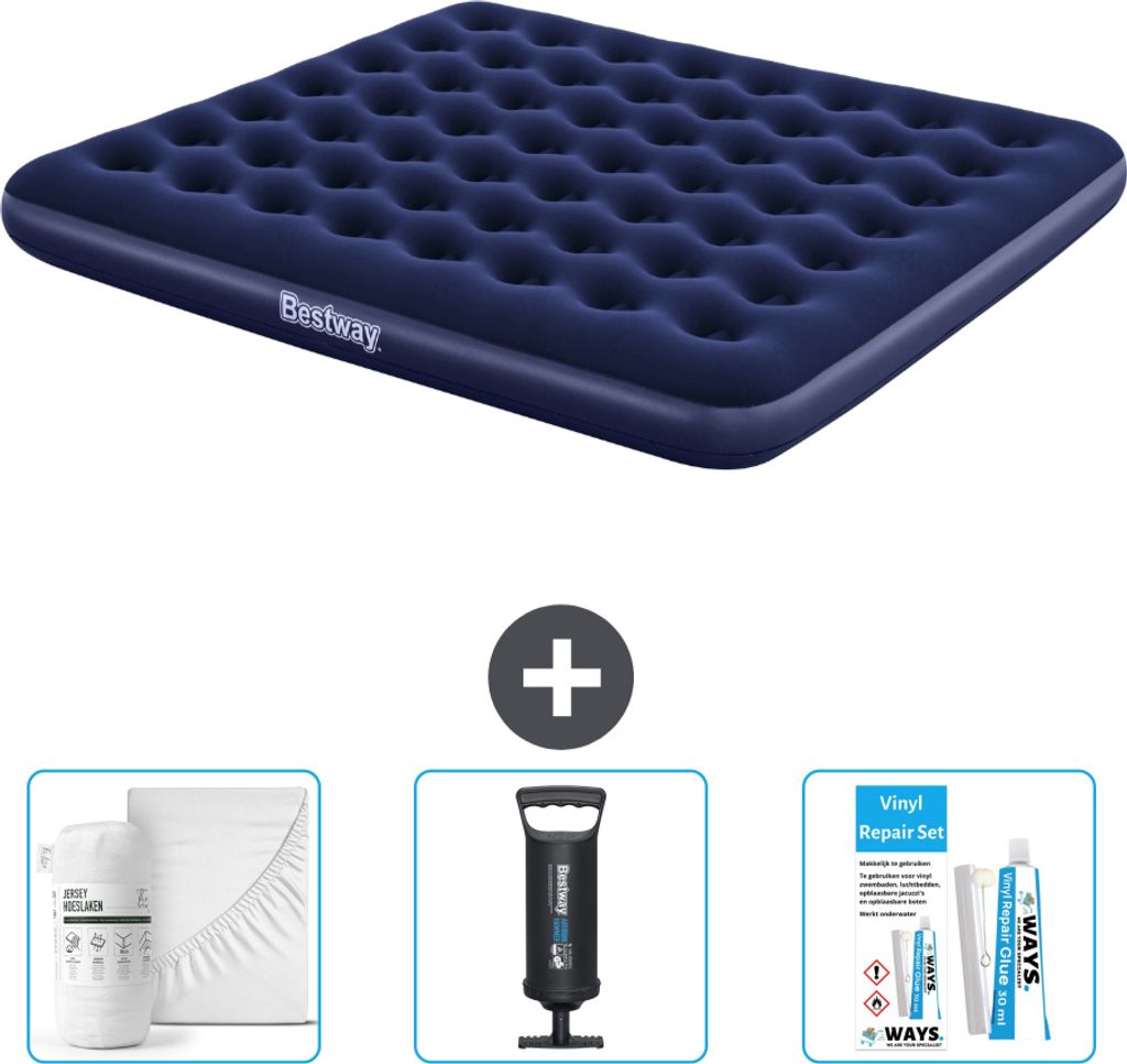 Bestway Luftmatratze – 2 Personen – 183 x 203 x 22 cm – Blau – im Lieferumfang enthalten Zubehör