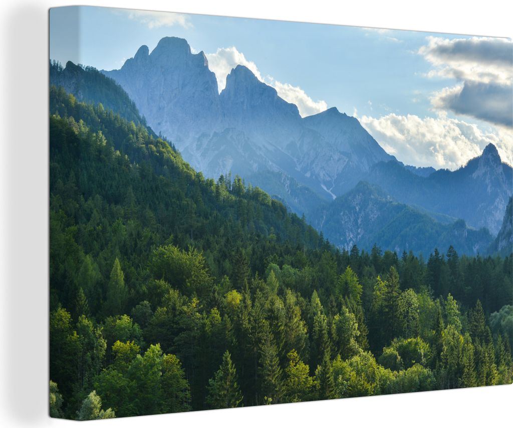 OneMillionCanvasses - Leinwandbilder - 140x90 cm, Die bewaldete Berglandschaft des Nationalparks Gesäuse in Österreich, Wandbilder Kunstdruck W...