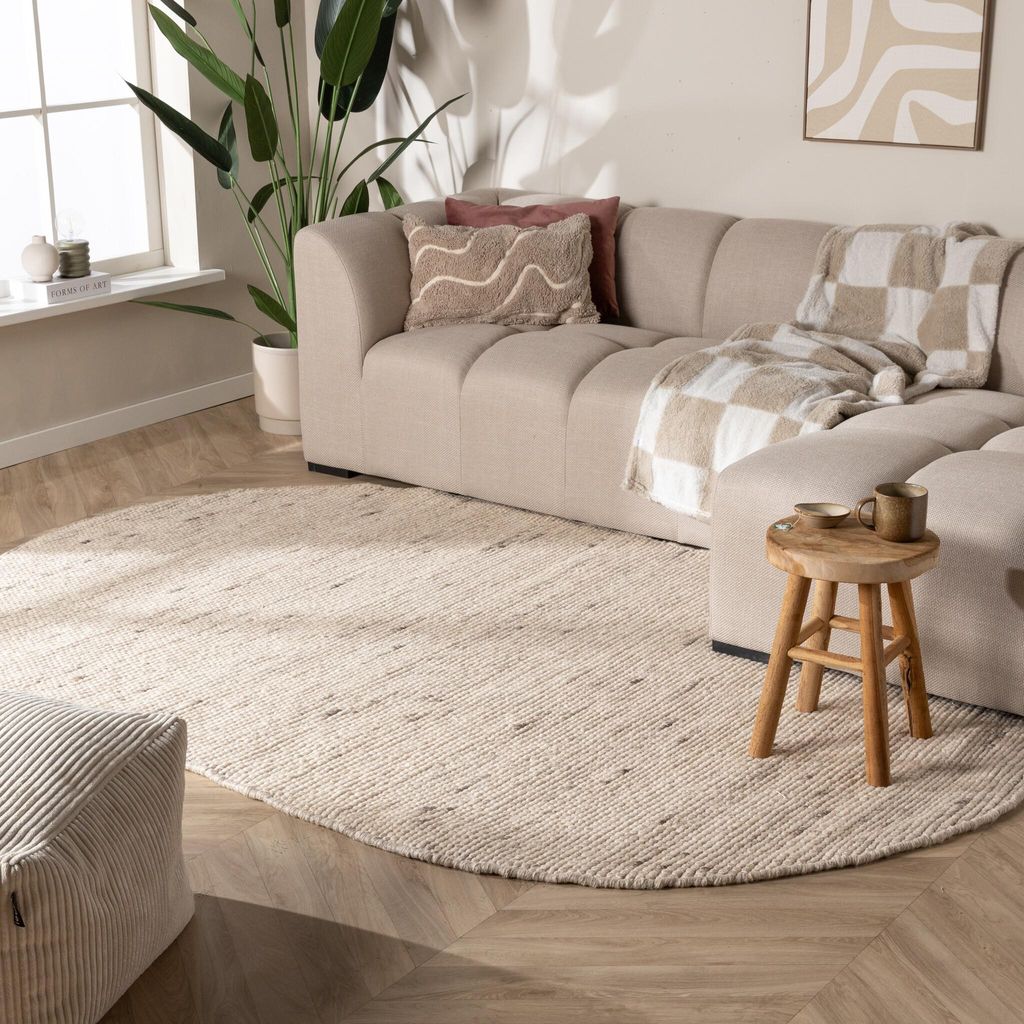 Volero - Wollteppich Oval - Feline Weiß Meliert - 205x305 cm - Wohnzimmer, Esszimmer, Schlafzimmer - Klassik, Ländlich, Modern, Skandinavisch