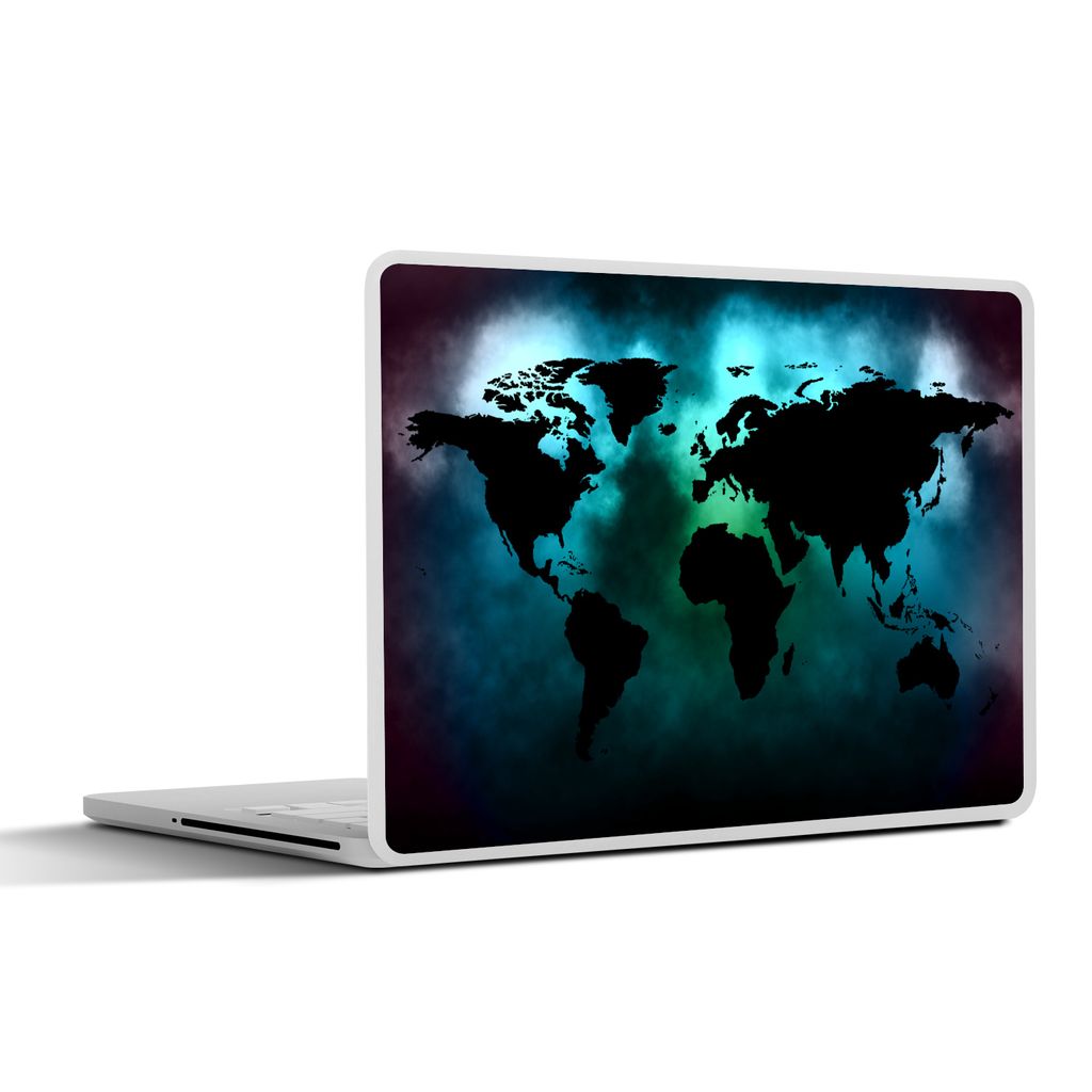 MuchoWow Laptop Aufkleber Sticker Cover Weltkarte - Schwarz - Grün 32.5x23.5 cm - Sticker für Laptop - Selbstklebend