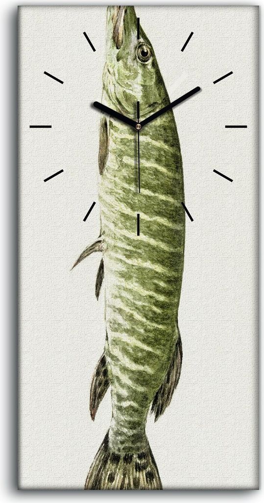 Wandbild Leinwand Bilder mit Uhr Geräuschlos 30x60 Gemälde Tier Fisch Kunst - schwarze Hände