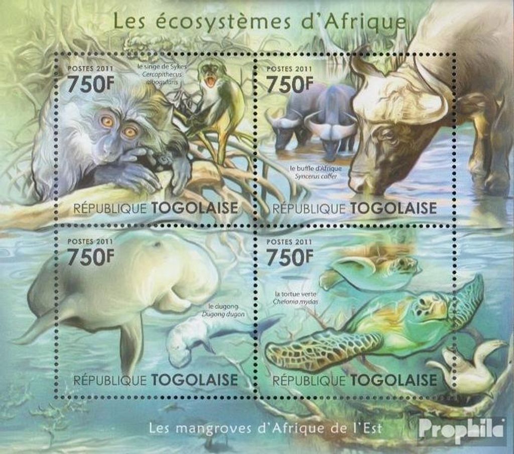 Briefmarken Togo 2011 Mi 4153-4156 Kleinbogen (kompl.Ausg.) postfrisch Afrikanische Ökosysteme