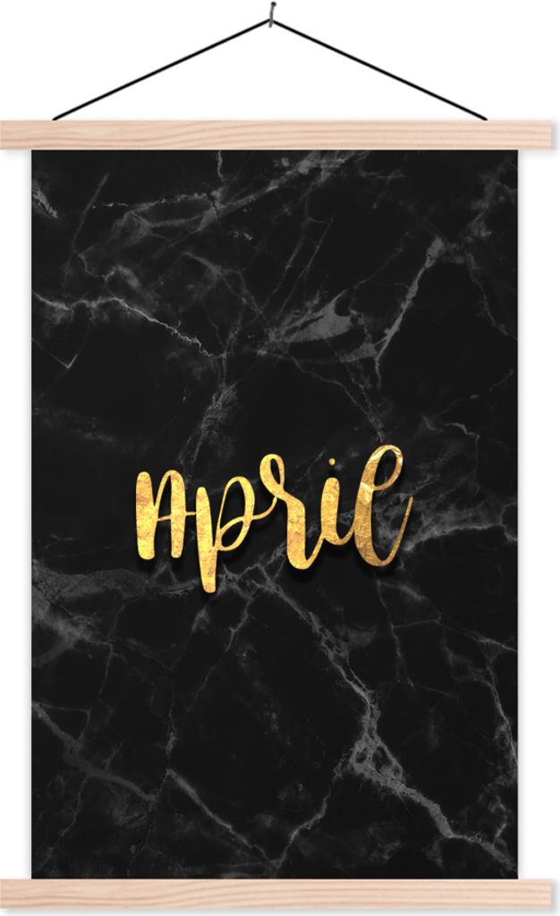 MuchoWow Textilposter Zitat - Kalender - April - Gold 40x60 cm mit holzfarbenen Rahmen - Poster