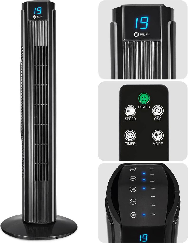 Turmventilator mit Fernbedienung leise 80 cm Ventilator Produktbild 