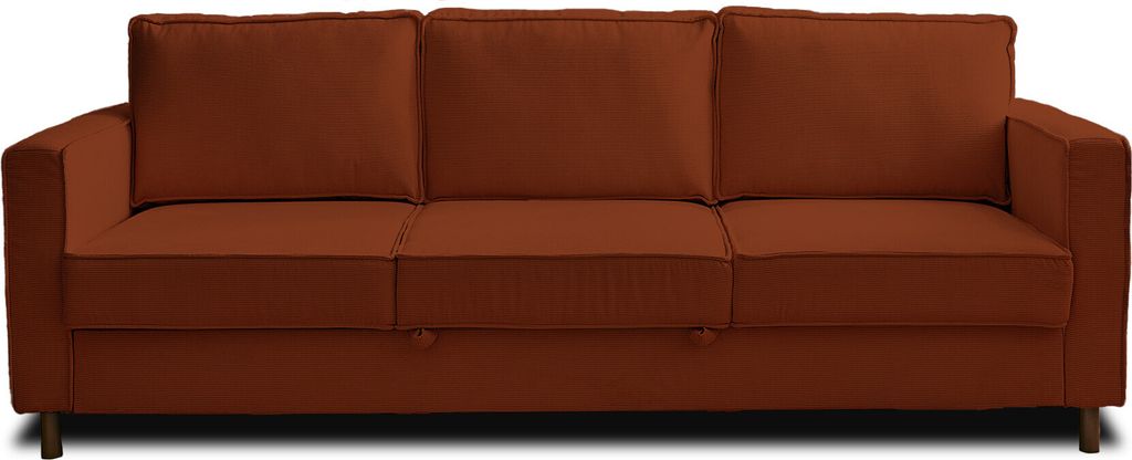 Lisa Design Jake - 3-Sitzer Sofa, mit Schlaffunktion, aus Cord , Rostfarben