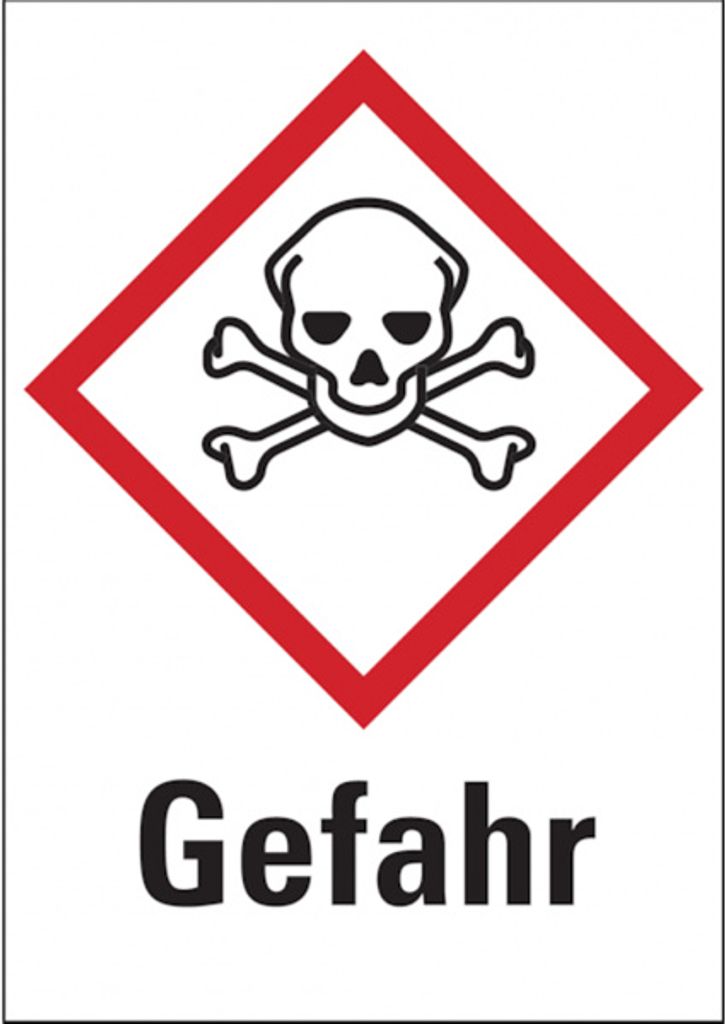 Dreifke Gefahrstoffetiketten - Totenkopf (GHS06) Signalwor - 20x29 mm Folie ...