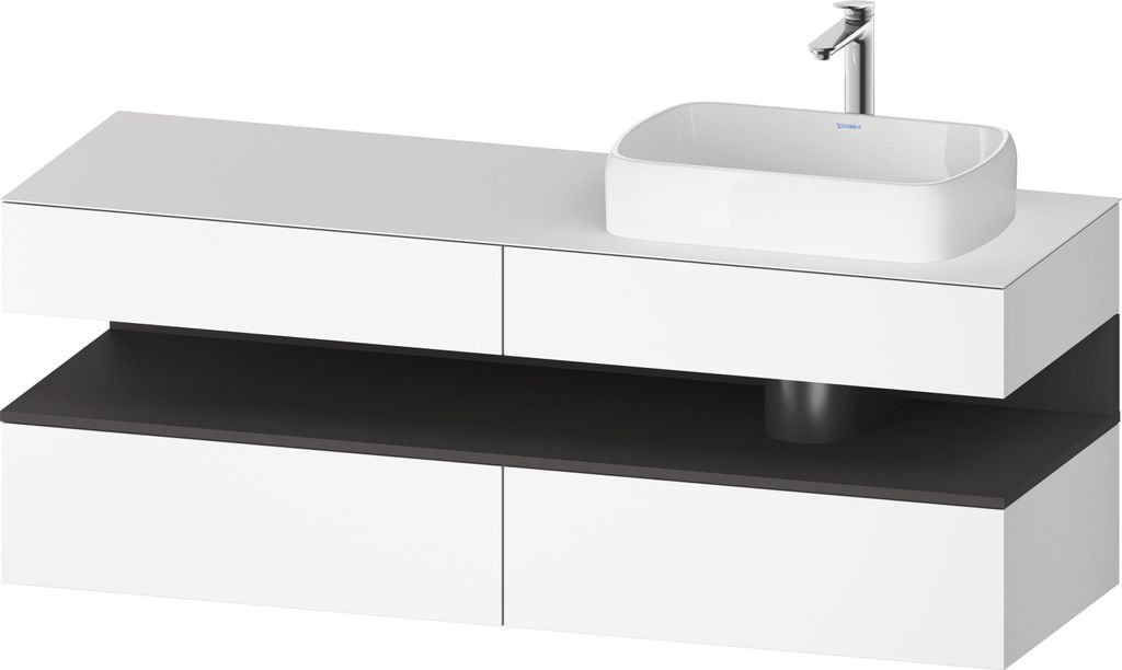 Duravit Collection One Konsolenwaschtischunterbau, 2 Auszüge, 2 Schubkästen, Ausschnitt rechts, 1600x550x600mm, Nische Graphit matt, QA4778049180000